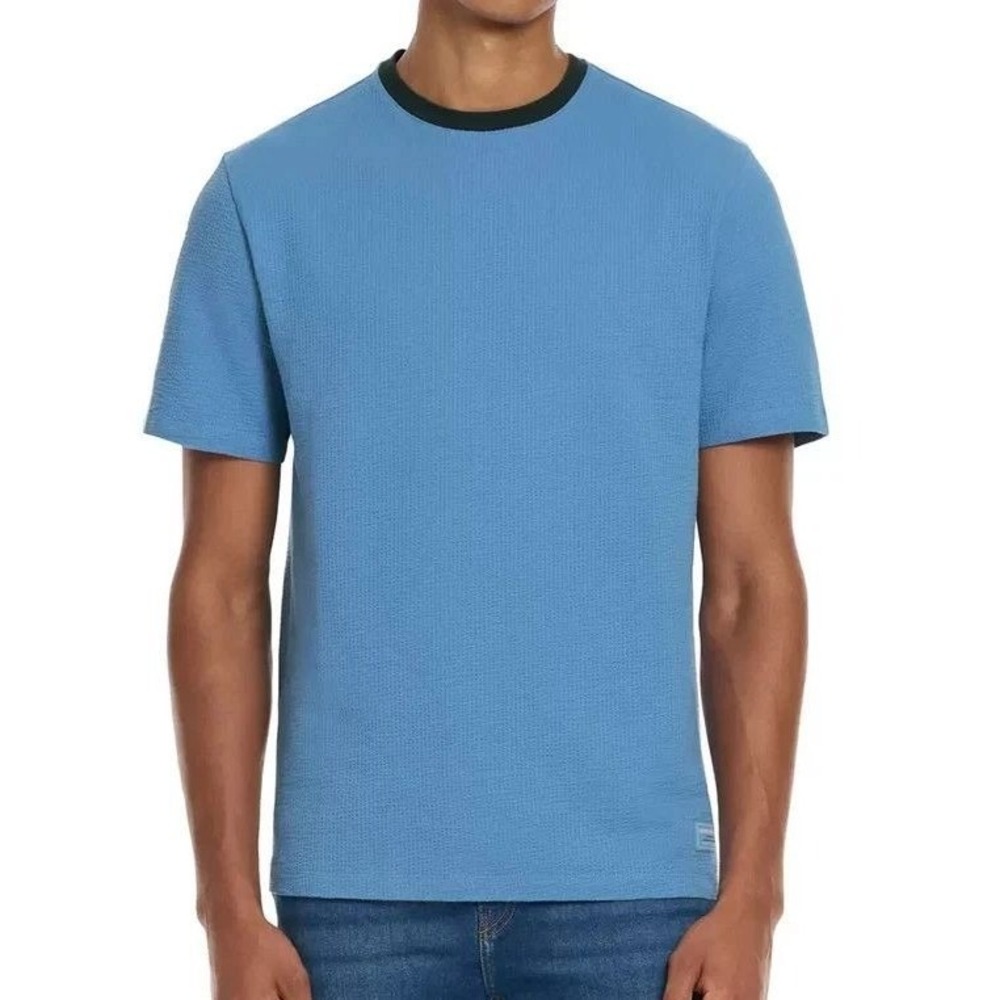 NWT Scotch & Soda Waffle Knit T-Shirt Men's Medium Blue Cotton Stretch